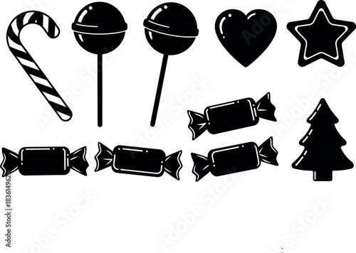 Christmas holiday candy and sweet treats collection background