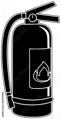 fire illustration portable silhouette safety logo equipment icon extinguisher outline flame emergency protection chemical security tool firefighter danger extinguish shape adults vector graphic backgr