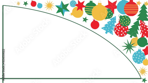 Festive Christmas holiday ornament border design, perfect for invitations, greetings, and seasonal promotions with space for your text on a black backdrop