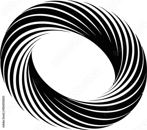 Abstract geometric torus shape with swirling textured pattern