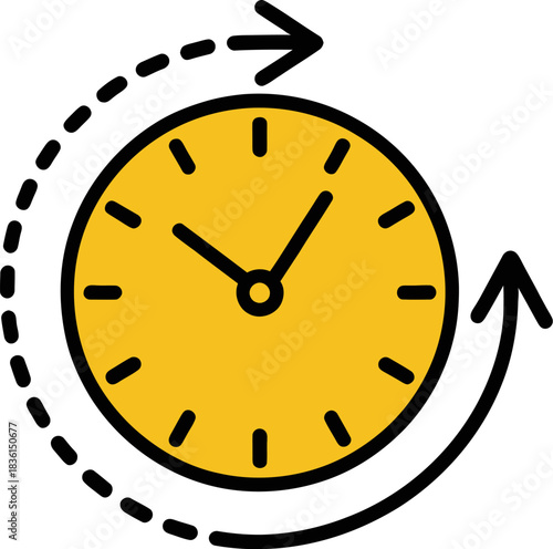 Clock with circular arrows indicating time passing or a cycle