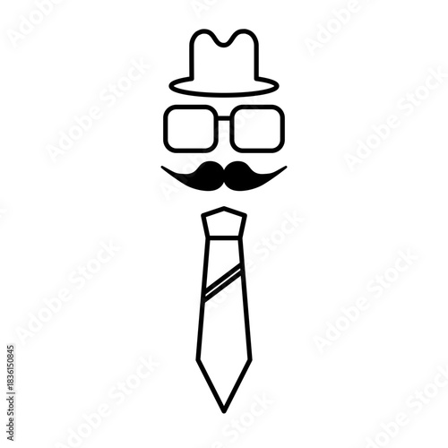 Stylish Gentleman Outline Icon — Retro Hipster Character for Men’s Fashion, Grooming & Branding Themes