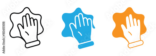 Wipe hand cleaning icon. Hand using cloth to clean and disinfect surface vector illustration. Hygiene and sanitation symbol. Keep things clean and spotless with wiping hand icon set.