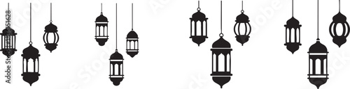 Black Islamic Lanterns Hanging Silhouette Collection decoration