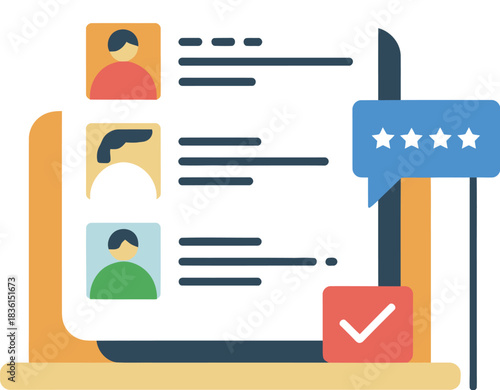 Digital list of candidates with profiles and feedback on a screen