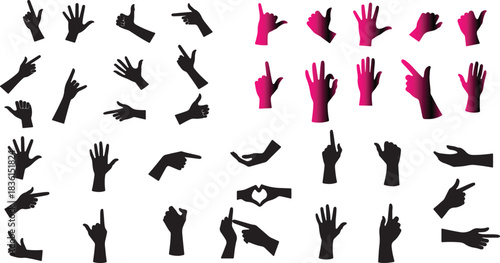 Abstract Hand Gesture Silhouette Vector Bundle | Minimal Black Shape Icons | Modern Neutral Hand Signs Set