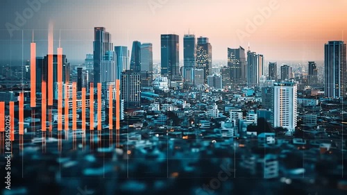 Cityscape Financial Analysis - A Visual Representation of Market Trends.