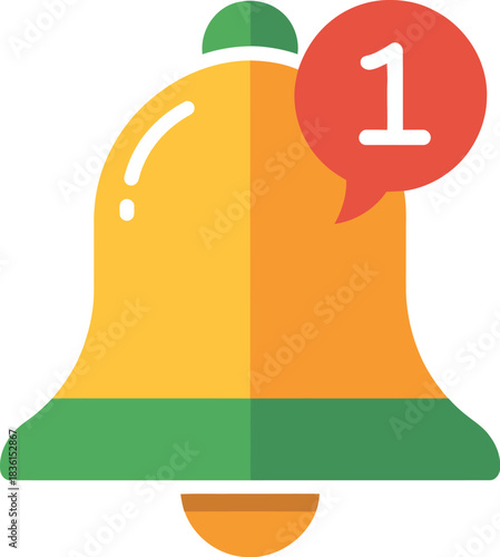 Notification bell icon with one new alert badge