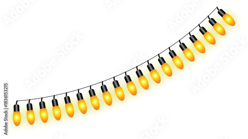 String of Yellow Christmas Lights on White Background string lights holiday lights