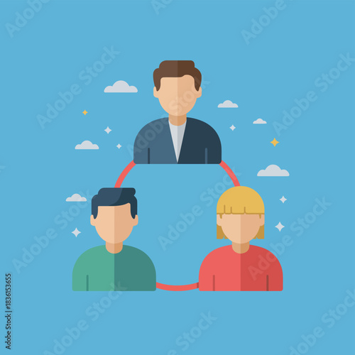 Teamwork and collaboration connecting people in a network