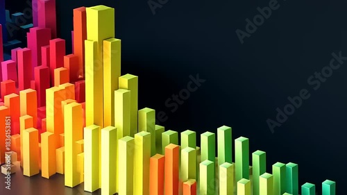 Colorful 3D Bar Graph Animation with Gradient Colors.