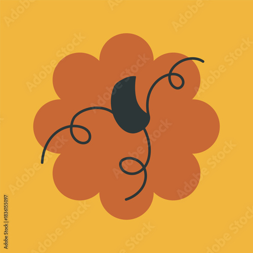 Hand drawn pumpkin doodle. Thanksgiving and Halloween decoration. Vector illustration, flat design