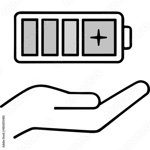 Low Battery Icon with Plus Symbol on Black Background Indicating Charging Status and Energy Level