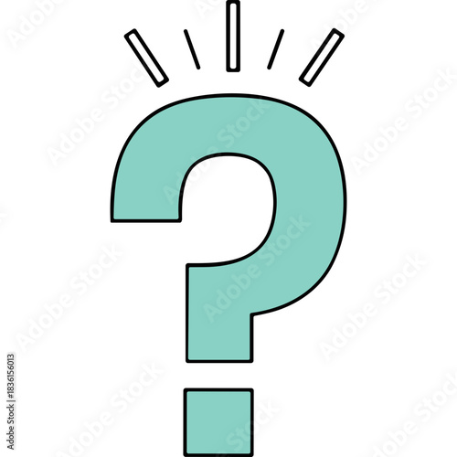 Large Teal Question Mark Symbol Against A Black Background With Subtle Radiating Lines Suggesting A Query Or Mystery