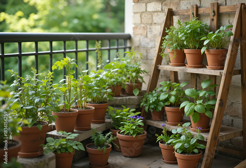 Balcony herb garden