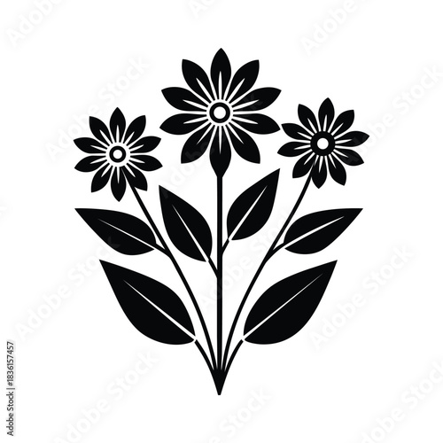 Floral Silhouette Vector Minimal Botanical Flower Design
