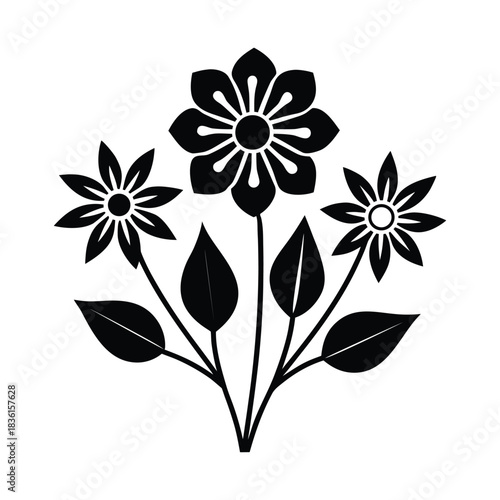 Floral Silhouette Vector Minimal Botanical Flower Design