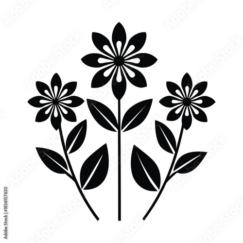 Floral Silhouette Vector Minimal Botanical Flower Design