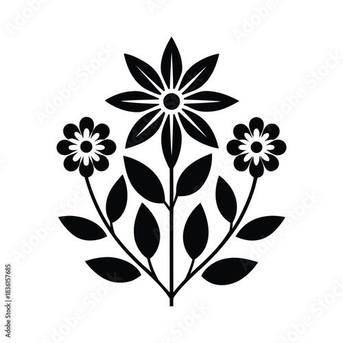 Floral Silhouette Vector Minimal Botanical Flower Design