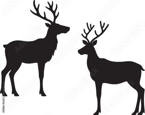  Reindeer Vector , Reindeer silhouette set, set of  Reindeer silhouettes, set of deer, deer, silhouette, reindeer, animal, mammal, antelope, christmas, hunting, nature, vector, illustration, stag, ani