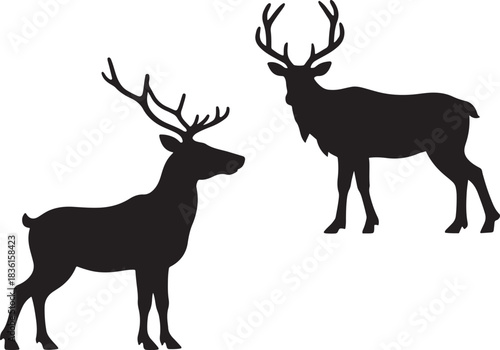 Reindeer Vector , Reindeer silhouette set, set of  Reindeer silhouettes, set of deer, deer, silhouette, reindeer, animal, mammal, antelope, christmas, hunting, nature, vector, illustration, stag, ani