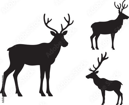  Reindeer Vector , Reindeer silhouette set, set of  Reindeer silhouettes, set of deer, deer, silhouette, reindeer, animal, mammal, antelope, christmas, hunting, nature, vector, illustration, stag, ani