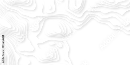 Pattern with lines the stylized height of the topographic map contour in lines and contours isolated on layers. White topography curve lines map isolated on white background