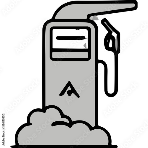 Monochrome Stylized Icon of a Spray Bottle Dispensing Foam Against a Black Background