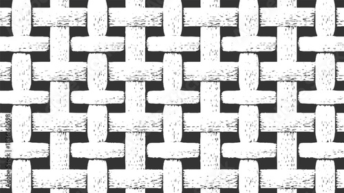 White woven texture pattern on black background with rough brush strokes abstract coarse