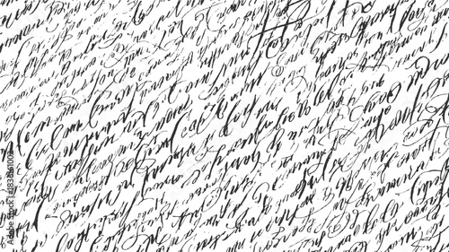 Black ink cursive script handwriting pattern on white background vector