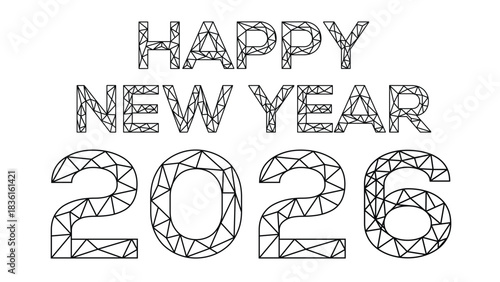 Happy New Year 2026. Vector image consisting of dots and lines.