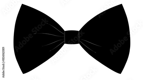 Classic Black Bow Tie Illustration, Elegant Formal Neckwear Accessory for Gentlemen's Fashion, Events, and Style