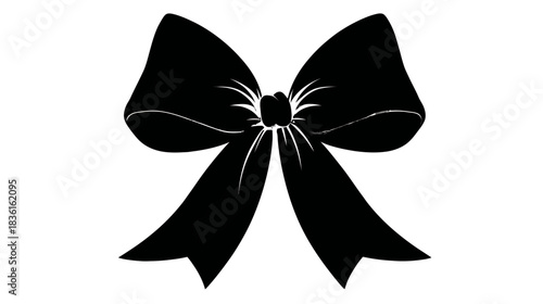 Elegant black bow silhouette illustration, isolated graphic design element for gifts, decorations, fashion, and celebrations
