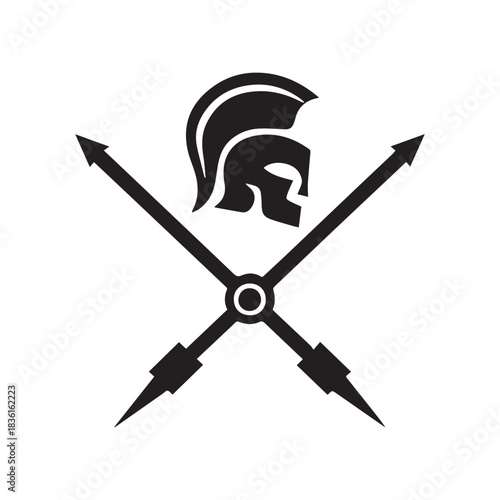 Sleek Warrior Helmet Sign Representing Strength Discipline And Valor