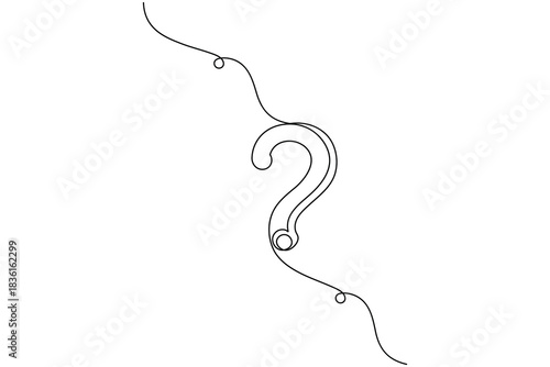 Continuous line profile with question mark conceptual minimalist design
