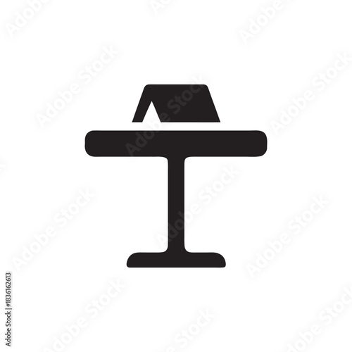 Restaurant table bell black and white silhouette icon for service and hospitality design