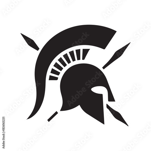 Compact Spartan Helmet Symbol Crafted With Strong Bold Shapes