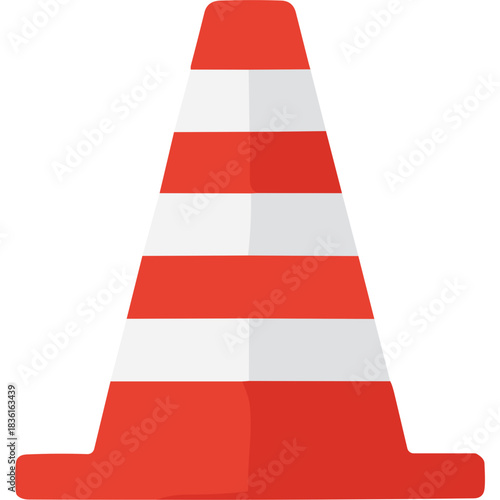 Orange and White Striped Traffic Cone on White Background Construction Safety Warning Barrier Object