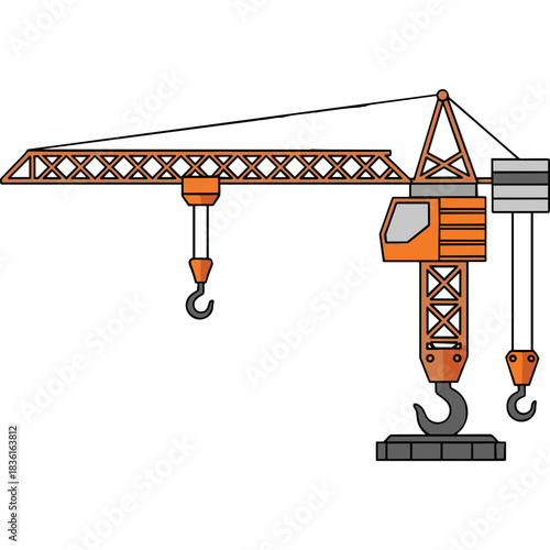 Orange Construction Tower Crane With Black Background Industrial Equipment For Lifting Heavy Materials And Building Structures
