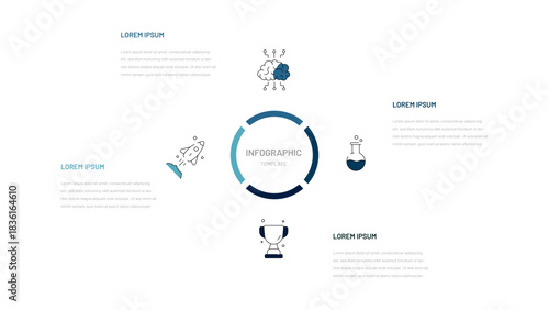 Modern infographics with visualization of 4 stages, timeline. Modern chart of marketing tools. For presentations, website, booklets