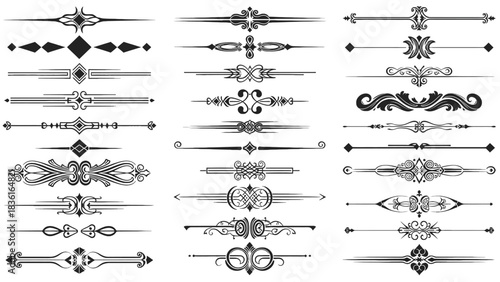 Collection of ornate decorative dividers and ornaments silhouette