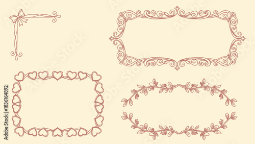 Collection of decorative ornamental frames and borders silhouette