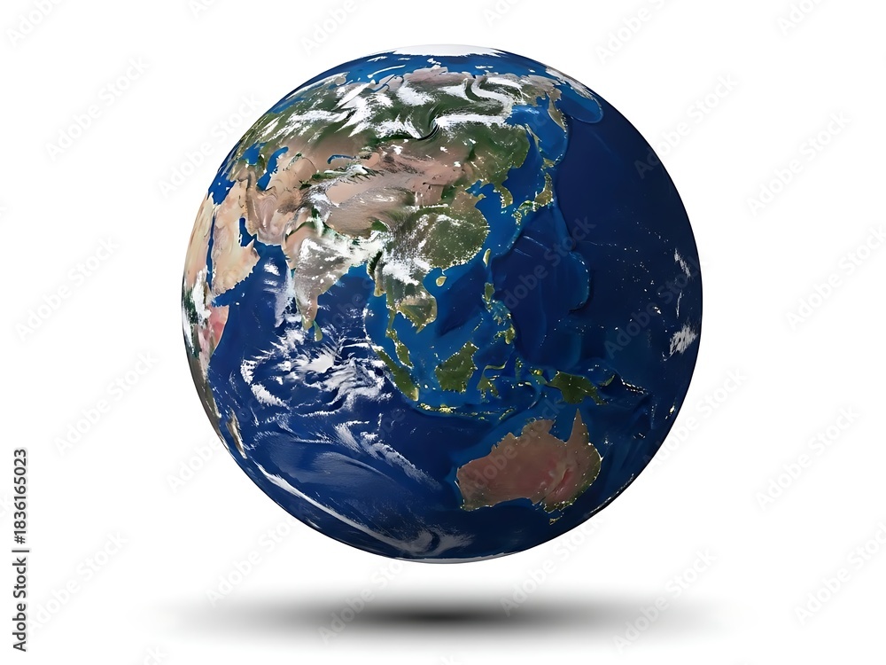 Fototapeta premium Earth from Space - Continents and City Lights Visible