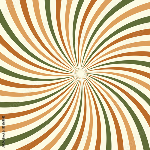 Retro sunburst pattern with warm autumn colors spiraling outward from the center