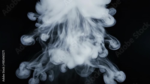Dramatic slow motion white vapor plume unfurling and disappearing into a colorless void creating an illusion of a haunting phantom manifestation colorless, illusion, smoke