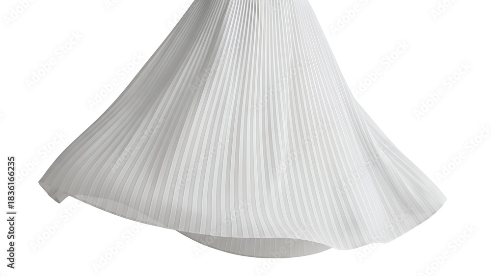 Obraz premium White pleated skirt swirling in the air, creating a dynamic, abstract shape