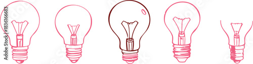 Unique lightbulb stands out from others, symbolizing new ideas concept