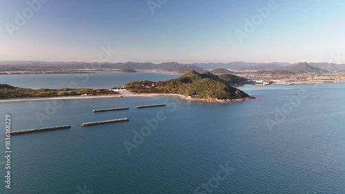 日本のドローン映像　瀬戸内海の海岸を空撮