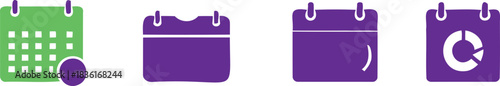Four distinct calendar icons for date management, planning, and events.