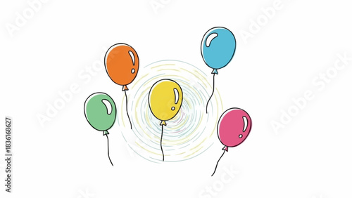 Colorful Balloons Floating Gracefully in the Air.